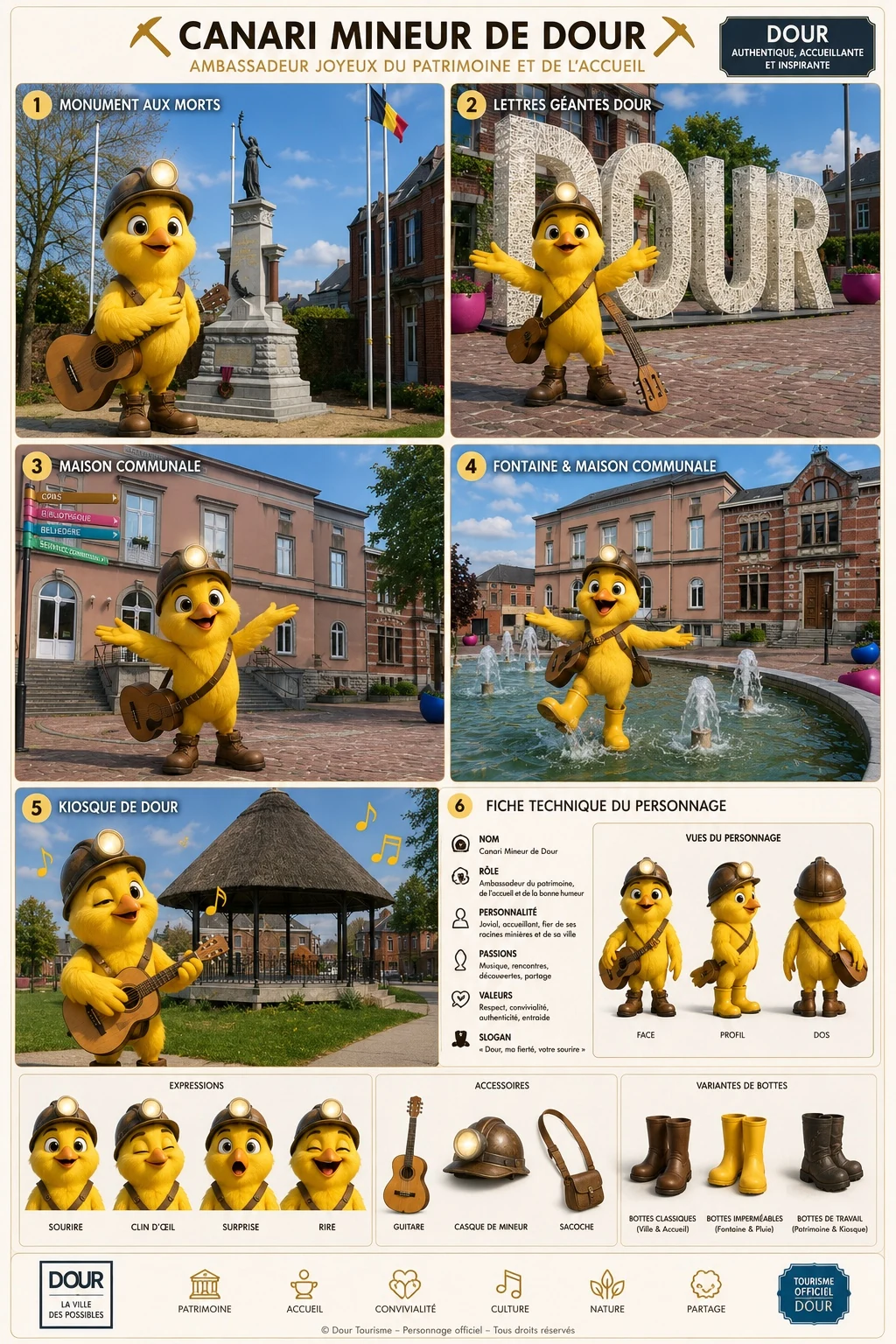 Planche de création originale de Pépite, le canari mineur de Dour